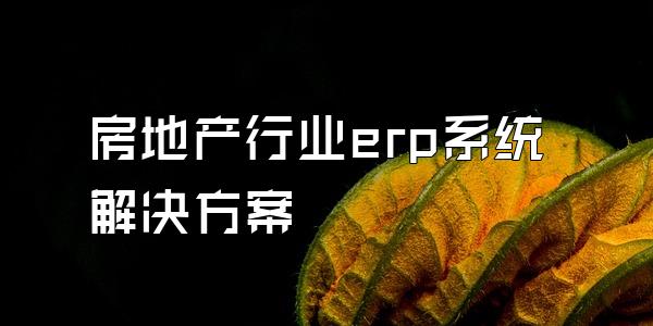 房地产行业erp系统解决方案