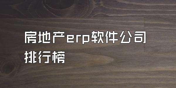 房地产erp软件公司排行榜