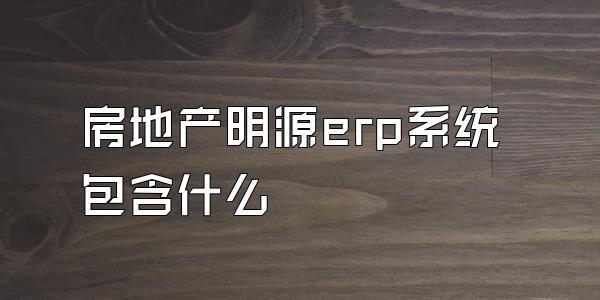 房地产明源erp系统包含什么