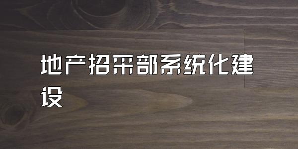 地产招采部系统化建设