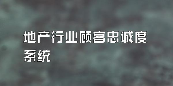 地产行业顾客忠诚度系统