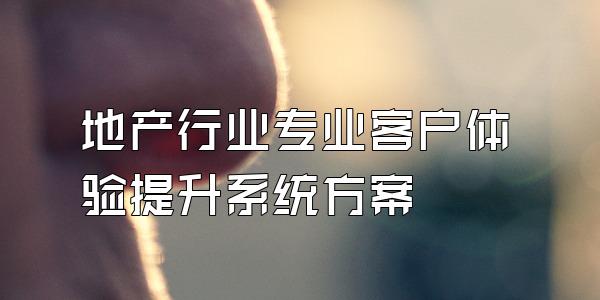 地产行业专业客户体验提升系统方案
