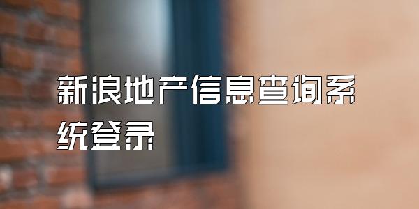 新浪地产信息查询系统登录