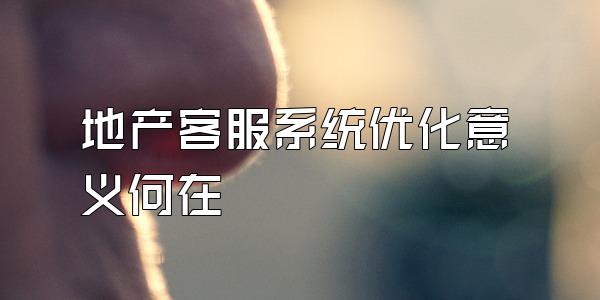 地产客服系统优化意义何在