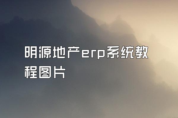 明源地产erp系统教程图片