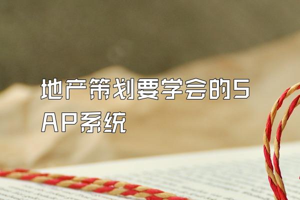 地产策划要学会的SAP系统