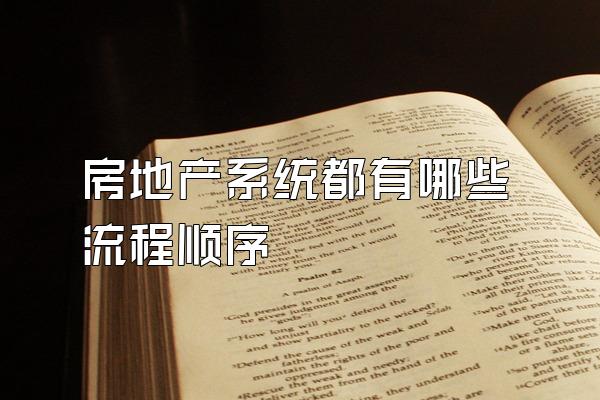 房地产系统都有哪些流程顺序