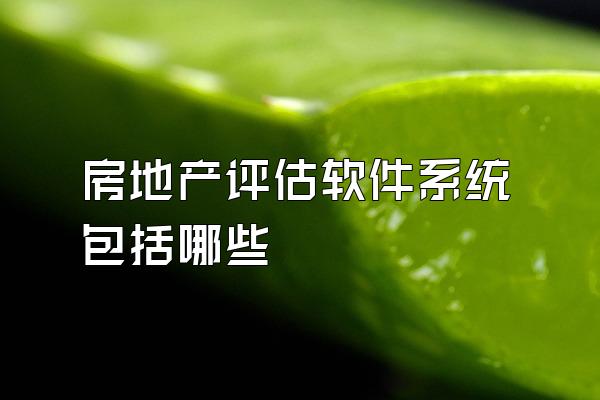 房地产评估软件系统包括哪些
