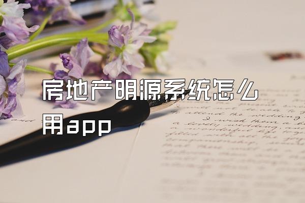 房地产明源系统怎么用app