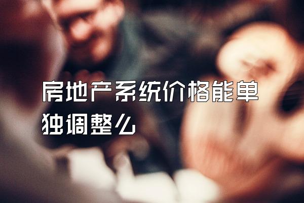 房地产系统价格能单独调整么